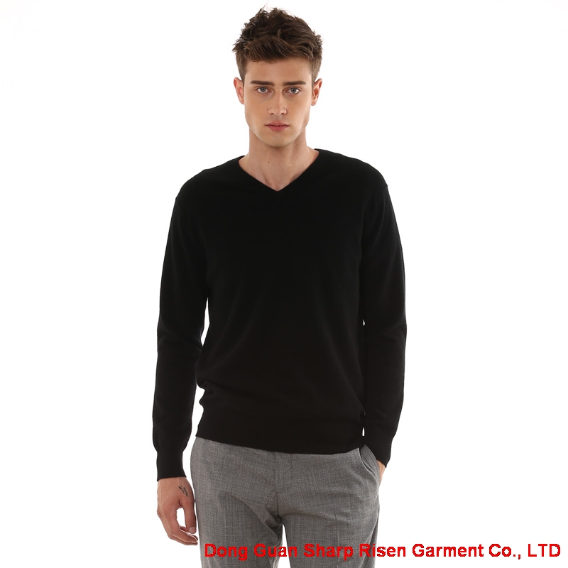 Basic V Neck Cashmere Sweater For Men Y004