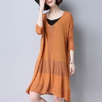 Long sleeve thin V-neck Dress 1706153